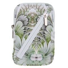 Fractal Delicate White Background Belt Pouch Bag (large)