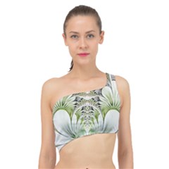 Fractal Delicate White Background Spliced Up Bikini Top 