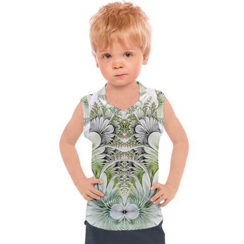 Fractal Delicate White Background Kids  Sport Tank Top by HermanTelo