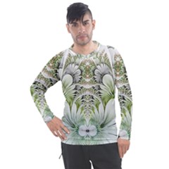 Fractal Delicate White Background Men s Pique Long Sleeve Tee