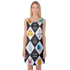 Zodiac Astrology Horoscope Sleeveless Satin Nightdress