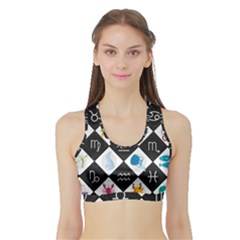 Zodiac Astrology Horoscope Sports Bra With Border