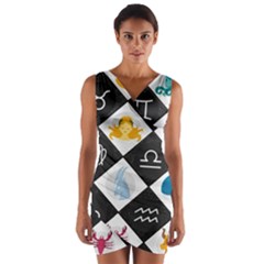 Zodiac Astrology Horoscope Wrap Front Bodycon Dress