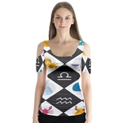 Zodiac Astrology Horoscope Butterfly Sleeve Cutout Tee 