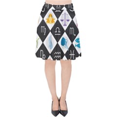 Zodiac Astrology Horoscope Velvet High Waist Skirt