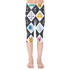 Zodiac Astrology Horoscope Kids  Capri Leggings 