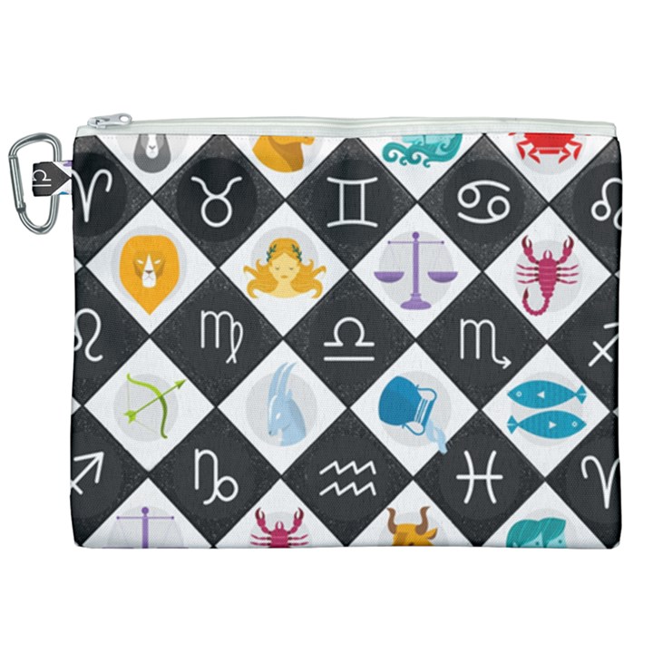 Zodiac Astrology Horoscope Canvas Cosmetic Bag (XXL)