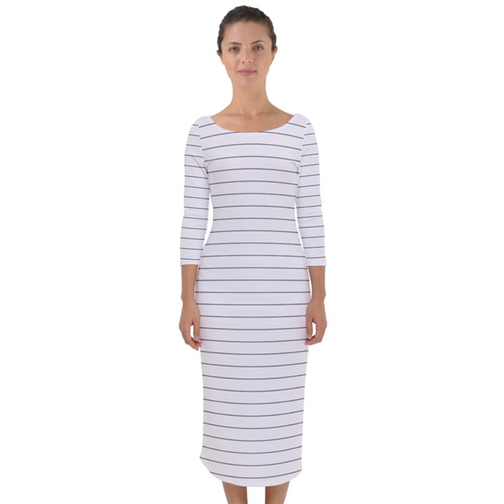 Pattern Background Monochrome Quarter Sleeve Midi Bodycon Dress