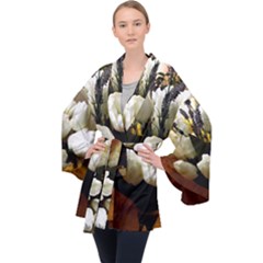 Tulips 1 3 Long Sleeve Velvet Kimono 