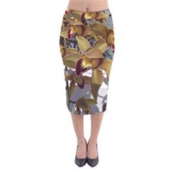 Orchids  1 1 Velvet Midi Pencil Skirt by bestdesignintheworld