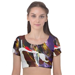 Wildfire 1 1 Velvet Short Sleeve Crop Top  by bestdesignintheworld