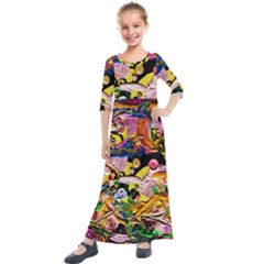 Alice Walk 1 2 Kids  Quarter Sleeve Maxi Dress by bestdesignintheworld