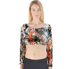 Lilies In A Vase 1 2 Long Sleeve Crop Top by bestdesignintheworld