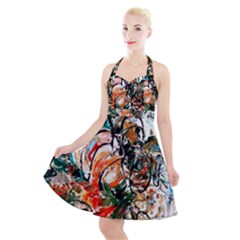 Lilies In A Vase 1 2 Halter Party Swing Dress  by bestdesignintheworld