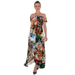 Lilies In A Vase 1 2 Off Shoulder Open Front Chiffon Dress by bestdesignintheworld