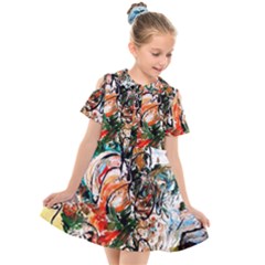 Lilies In A Vase 1 2 Kids  Short Sleeve Shirt Dress