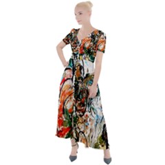 Lilies In A Vase 1 2 Button Up Short Sleeve Maxi Dress