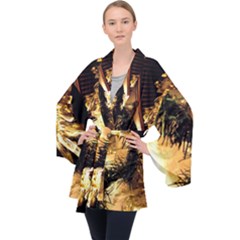 Christmas Tree  1 2 Long Sleeve Velvet Kimono  by bestdesignintheworld