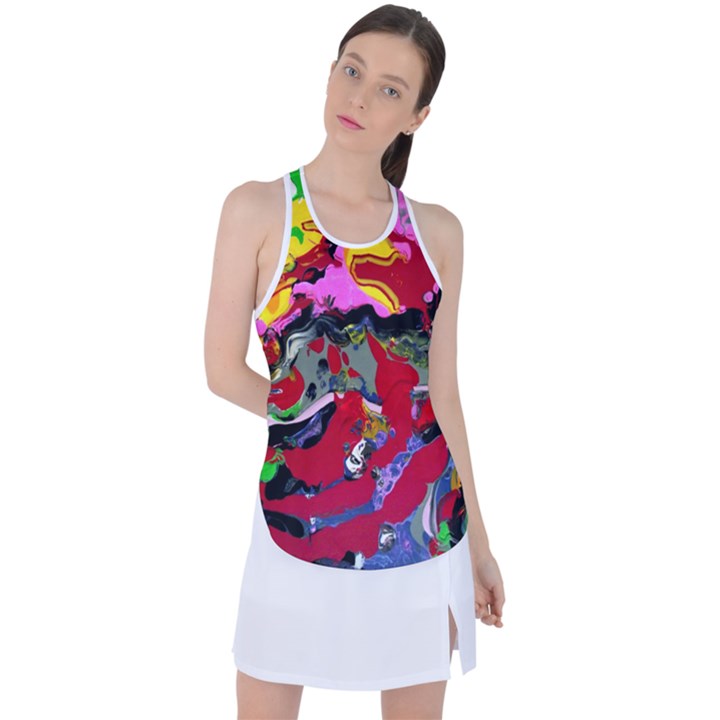 Faberge Chicken 1 1 Racer Back Mesh Tank Top