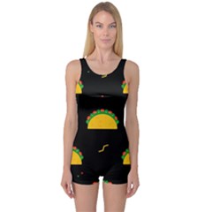 Festive Seamless Pattern With National Taco Food One Piece Boyleg Swimsuit by Wegoenart