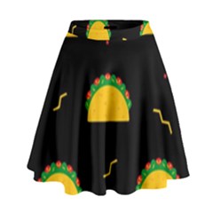 Festive Seamless Pattern With National Taco Food High Waist Skirt by Wegoenart