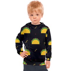 Festive Seamless Pattern With National Taco Food Kids  Hooded Pullover