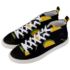 Festive Seamless Pattern With National Taco Food Men s Mid-top Canvas Sneakers by Wegoenart