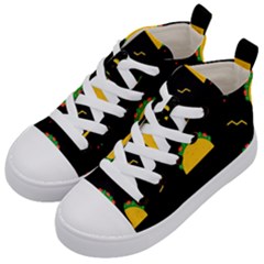 Festive Seamless Pattern With National Taco Food Kids  Mid-top Canvas Sneakers by Wegoenart