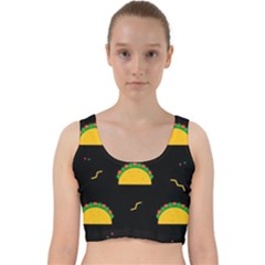 Festive Seamless Pattern With National Taco Food Velvet Racer Back Crop Top by Wegoenart