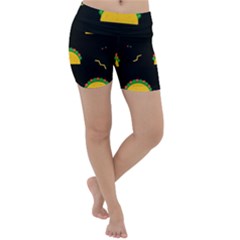 Festive Seamless Pattern With National Taco Food Lightweight Velour Yoga Shorts by Wegoenart