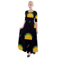 Festive Seamless Pattern With National Taco Food Half Sleeves Maxi Dress by Wegoenart