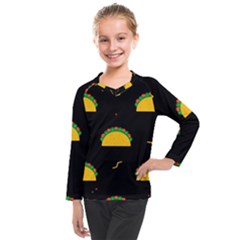 Festive Seamless Pattern With National Taco Food Kids  Long Mesh Tee