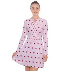 Hearts Seamless Pattern Pink Background Long Sleeve Panel Dress by Wegoenart