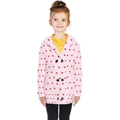 Hearts Seamless Pattern Pink Background Kids  Double Breasted Button Coat by Wegoenart