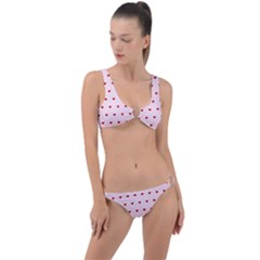 Hearts Seamless Pattern Pink Background Ring Detail Crop Bikini Set