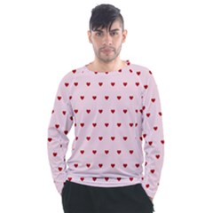 Hearts Seamless Pattern Pink Background Men s Long Sleeve Raglan Tee