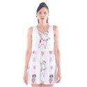 Seamless Pattern Cute Cat With Little Heart Hearts Scoop Neck Skater Dress View1