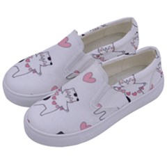 Seamless Pattern Cute Cat With Little Heart Hearts Kids  Canvas Slip Ons by Wegoenart