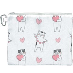 Seamless Pattern Cute Cat With Little Heart Hearts Canvas Cosmetic Bag (xxxl)