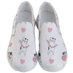 Seamless Pattern Cute Cat With Little Heart Hearts Men s Lightweight Slip Ons by Wegoenart