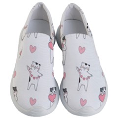 Seamless Pattern Cute Cat With Little Heart Hearts Women s Lightweight Slip Ons by Wegoenart