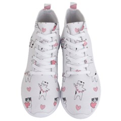 Seamless Pattern Cute Cat With Little Heart Hearts Men s Lightweight High Top Sneakers by Wegoenart