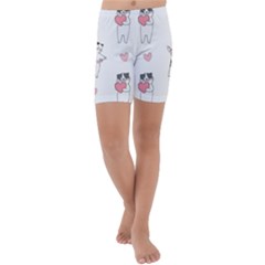 Seamless Pattern Cute Cat With Little Heart Hearts Kids  Lightweight Velour Capri Yoga Leggings by Wegoenart