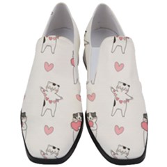 Seamless Pattern Cute Cat With Little Heart Hearts Women Slip On Heel Loafers by Wegoenart