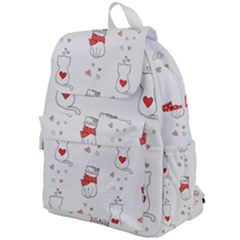 Seamless Pattern Cute Cat With Little Heart Top Flap Backpack by Wegoenart