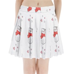 Seamless Pattern Cute Cat With Little Heart Pleated Mini Skirt by Wegoenart