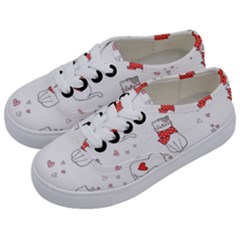 Seamless Pattern Cute Cat With Little Heart Kids  Classic Low Top Sneakers by Wegoenart