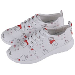 Seamless Pattern Cute Cat With Little Heart Men s Lightweight Sports Shoes by Wegoenart