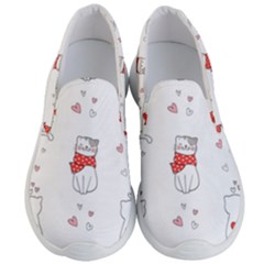 Seamless Pattern Cute Cat With Little Heart Men s Lightweight Slip Ons by Wegoenart