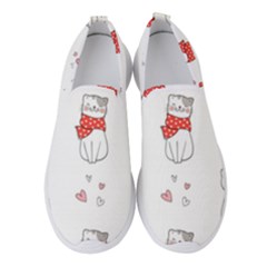 Seamless Pattern Cute Cat With Little Heart Women s Slip On Sneakers by Wegoenart